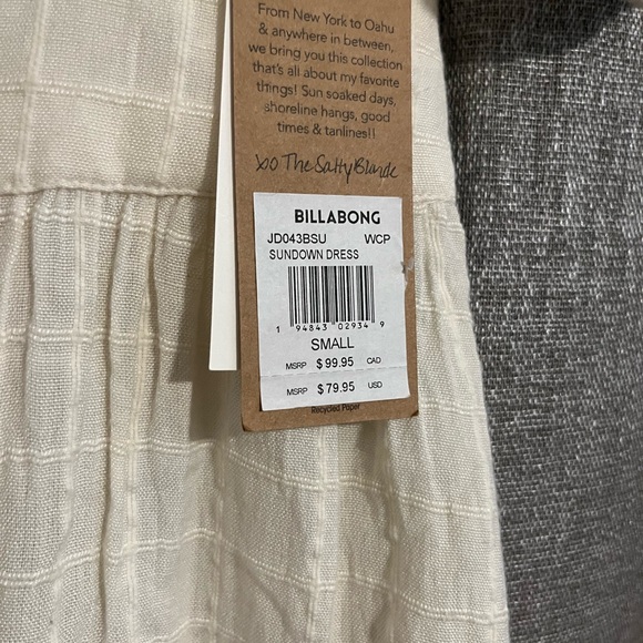 Billabong Cream Checkered Midi Dress - Picture 2 of 4